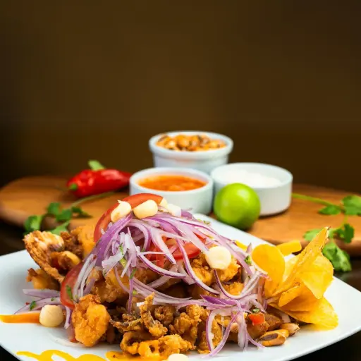 Fried fish, shrimp, calamari & yuca on a bed of salad