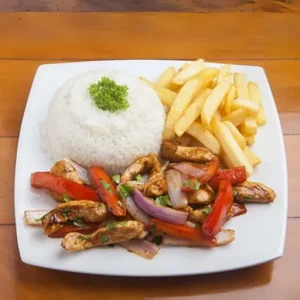 Embark on a culinary adventure with our Chicken Lomo Saltado at Se Llama Perú.